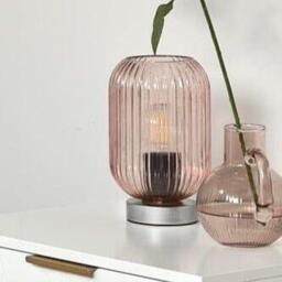 Elland 22.5cm Glass Table Lamp - Blush Pink & Chrome - thumbnail 3