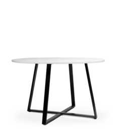 Clara Marble Effect Round Dining Table - Black Frame - thumbnail 6
