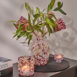 Lazio 10cm Glass Candle Holder - Paprika & Blush Pink Confetti - thumbnail 3