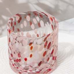 Lazio 10cm Glass Candle Holder - Paprika & Blush Pink Confetti - thumbnail 4