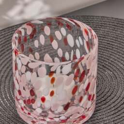 Lazio 10cm Glass Candle Holder - Paprika & Blush Pink Confetti - thumbnail 2