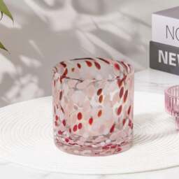 Lazio 10cm Glass Candle Holder - Paprika & Blush Pink Confetti - thumbnail 3