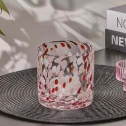 Lazio 10cm Glass Candle Holder - Paprika & Blush Pink Confetti - thumbnail 4