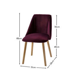 Freya Burgundy Red Dining Chairs - Set of 2 - Pale Oak Legs - thumbnail 5