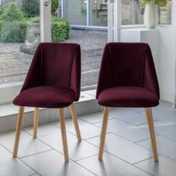 Freya Burgundy Red Dining Chairs - Set of 2 - Pale Oak Legs - thumbnail 1