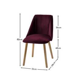 Freya Burgundy Red Dining Chairs - Set of 2 - Pale Oak Legs - thumbnail 5
