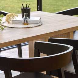 Priya Whitewash Dining Table Set - 6 Seater - Ella Black Wooden Chairs - thumbnail 5