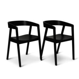 Priya Whitewash Dining Table Set - 6 Seater - Ella Black Wooden Chairs - thumbnail 3