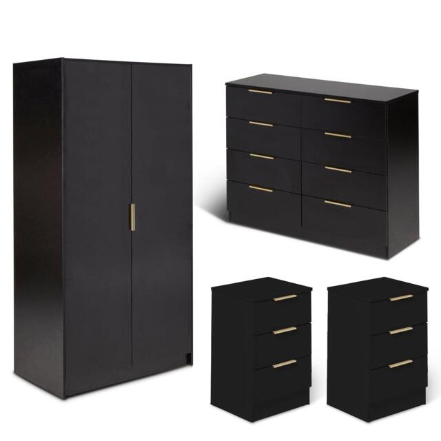 Essie 4 Piece Bedroom Set - 8 Chest of Drawers - Pitch Black - image 1