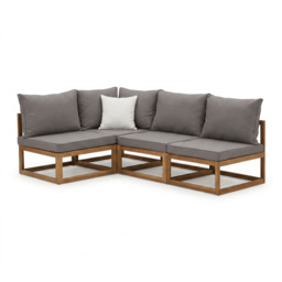 Rowan 4 Seater Wooden Garden Corner Sofa - Grey - thumbnail 5
