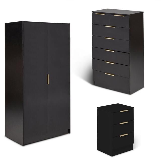 Essie 3 Piece Bedroom Set - 2 Over 5 Chest of Drawers - Pitch Black - image 1