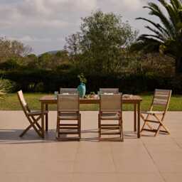 Harlyn 6 Seater Wooden Garden Dining Set with Cove Beige Chairs - 200cm - thumbnail 2