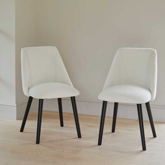 Freya Boucle Dining Chairs - Set of 2 - Black Oak Legs - image 1