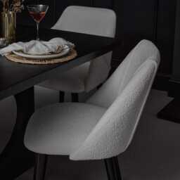 Freya Boucle Dining Chairs - Set of 2 - Black Oak Legs - thumbnail 3