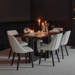 Freya Boucle Dining Chairs - Set of 2 - Black Oak Legs - thumbnail 2