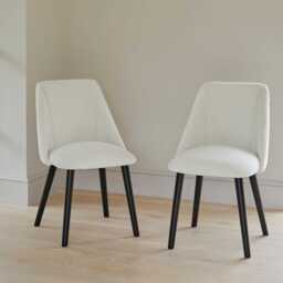 Freya Boucle Dining Chairs - Set of 2 - Black Oak Legs