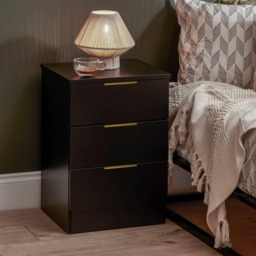 Essie 3 Drawer Bedside Table - Pitch Black - Set of 2 - thumbnail 3