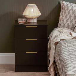 Essie 3 Drawer Bedside Table - Pitch Black - Set of 2 - thumbnail 2