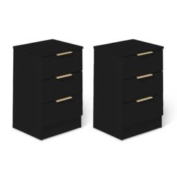 Essie 3 Drawer Bedside Table - Pitch Black - Set of 2 - thumbnail 1