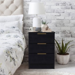 Essie 3 Drawer Bedside Table - Pitch Black - Set of 2 - thumbnail 4