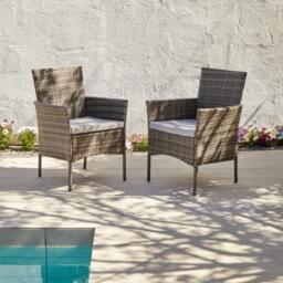 Kemble 6 Seater Rattan Round Garden Dining Table Set - Grey - thumbnail 2