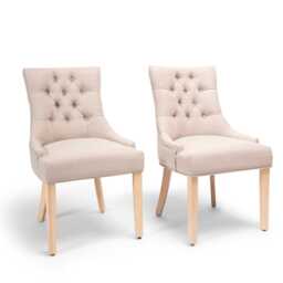 Louis Sand Dining Chairs - Set of 2 - Whitewash Legs - thumbnail 1