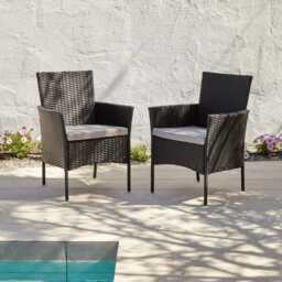 Kemble 4 Seater Garden Round Dining Table - Black - thumbnail 2