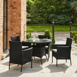 Kemble 4 Seater Garden Round Dining Table - Black - thumbnail 1
