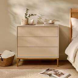 Luella 80cm 3 Drawer Fluted Chest of Drawers - Driftwood - thumbnail 1