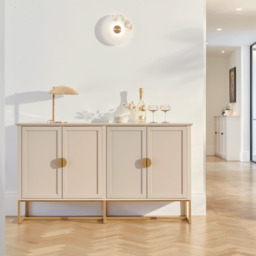 Ines 4 Door Large Sideboard -  Taupe & Gold - thumbnail 3