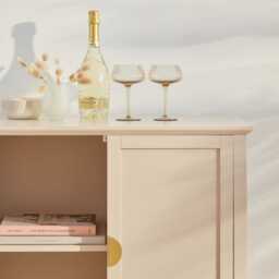 Ines 4 Door Large Sideboard -  Taupe & Gold - thumbnail 4