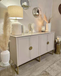 Ines 4 Door Large Sideboard -  Taupe & Gold - thumbnail 2