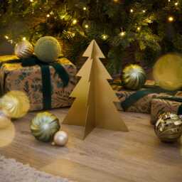 Falun 25cm Metal Tree Ornament - Gold - thumbnail 1