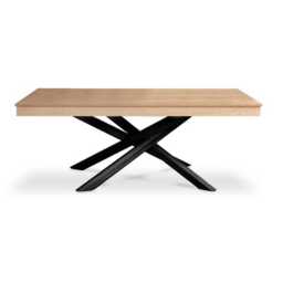 Amelia Pale Oak Wood Dining Table - Non Extendable - Black Legs - thumbnail 5