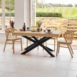 Amelia Pale Oak Wood Dining Table - Non Extendable - Black Legs - thumbnail 2