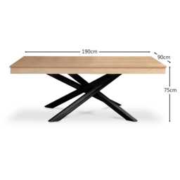 Amelia Pale Oak Wood Dining Table - Non Extendable - Black Legs - thumbnail 6
