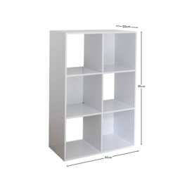 Cara 6 Cube Chalk White Bookcase Wooden Display Unit Shelving Storage Bookshelf Shelves - Jute Natural Basket - thumbnail 4