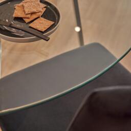 Clara Glass Dining Table Set - 4 Seater - Lola Black Dining Chairs - Gold Legs - thumbnail 3
