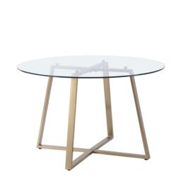 Clara Glass Dining Table Set - 4 Seater - Lola Black Dining Chairs - Gold Legs - thumbnail 2