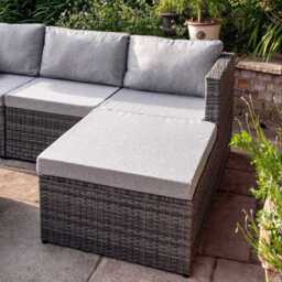 Weston 4 Seater Rattan Corner Sofa Garden Set With Polywood Top - Grey Weave - thumbnail 3