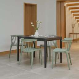 Paul Black Oak Extending Dining Table Set - 4 Seater - Agatha Olive Green Dining Chairs - thumbnail 4