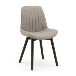 Bella Soft Beige Dining Chairs - Set of 2 - Black Oak Legs - thumbnail 5