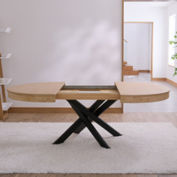 Amelia Whitewash Extendable Dining Table - Black Legs - thumbnail 2