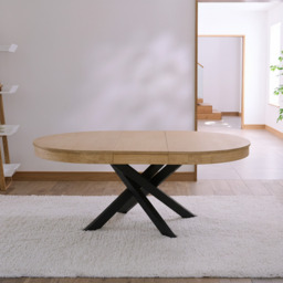 Amelia Whitewash Extendable Dining Table - Black Legs