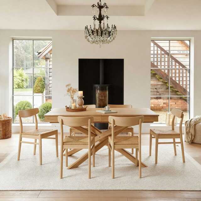 Amelia Whitewash Extending Dining Table Set - 6 Seater - Faye Wooden Whitewash Dining Chairs - image 1