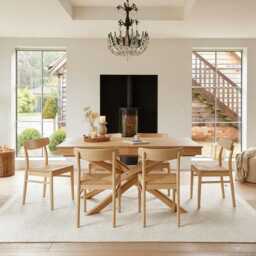 Amelia Whitewash Extending Dining Table Set - 6 Seater - Faye Wooden Whitewash Dining Chairs - thumbnail 1