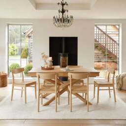 Amelia Whitewash Extending Dining Table Set - 6 Seater - Faye Wooden Whitewash Dining Chairs - thumbnail 1
