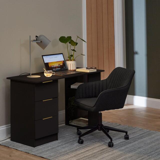 Essie 3 Drawer Desk - Black - image 1