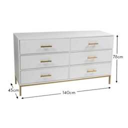 Marie 6 Drawer Chest of Drawers - White - thumbnail 5