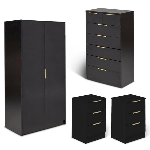 Essie 4 Piece Bedroom Set - 2 Over 5 Chest of Drawers - Pitch Black - image 1